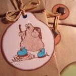 4 Rustic Bear Bags With Coordinating Gift Tags