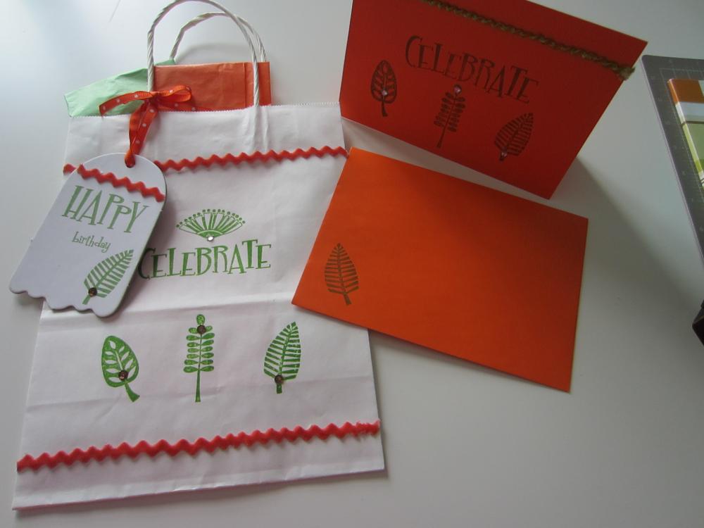 Hand-crafted Gift Bag With Matching Tag And Birthday Card And Coordinating Tissue
